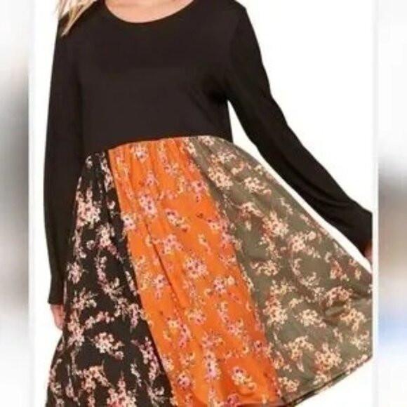 *NEW* Haptics Long Sleeve Floral Colorblock Dress - Small Prairie Boho Cottageco - Picture 8 of 9